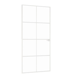 Porte d'intérieur Blanc 93x201,5 cm Trempé verre aluminium fin