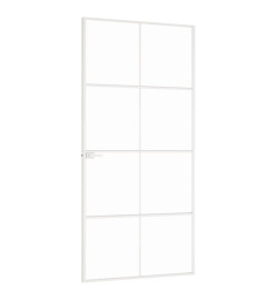 Porte d'intérieur Blanc 93x201,5 cm Trempé verre aluminium fin