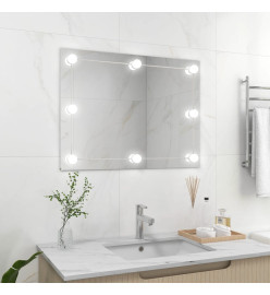 Miroir mural sans cadre avec lampes LED Rectangulaire Verre