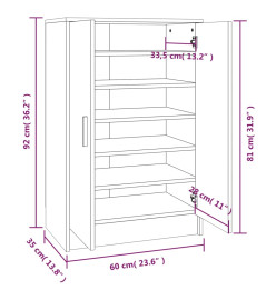 Meuble à chaussures Chêne fumé 60x35x92 cm Bois d'ingénierie