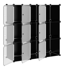 Cubes de rangement 9 pcs avec portes Noir PP