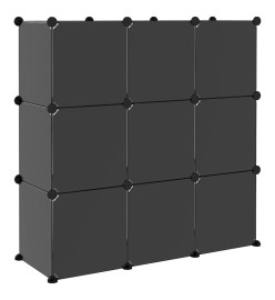 Cubes de rangement 9 pcs avec portes Noir PP