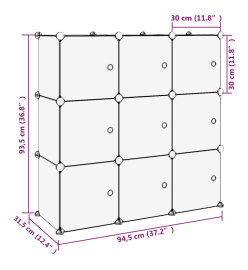 Cubes de rangement 9 pcs avec portes Noir PP