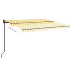 Auvent automatique rétractable poteaux 4,5x3,5 m Jaune blanc