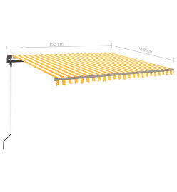 Auvent automatique rétractable poteaux 4,5x3,5 m Jaune blanc