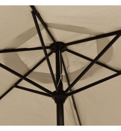 Parasol d'extérieur avec LED et mât en acier 300 cm Taupe