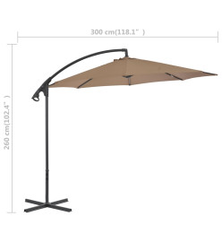 Parasol en porte-à-feux avec poteau en acier 300 cm Taupe