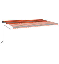 Auvent automatique capteur de vent/LED 6x3 m Orange et marron