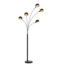 Lampadaire 200 cm 5 x E14 Noir et doré