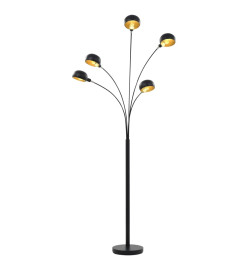 Lampadaire 200 cm 5 x E14 Noir et doré