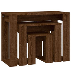 Tables gigognes 3 pcs Chêne marron Bois d'ingénierie