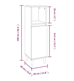 Armoire de salle de bain blanc brillant 30x30x100 cm