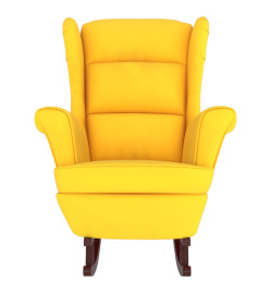 Fauteuil à bascule pieds en bois massif d'hévéa Jaune Velours