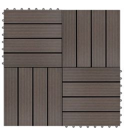 Carreaux de terrasse 22 pcs 30 x 30 cm 2 m² WPC Marron foncé