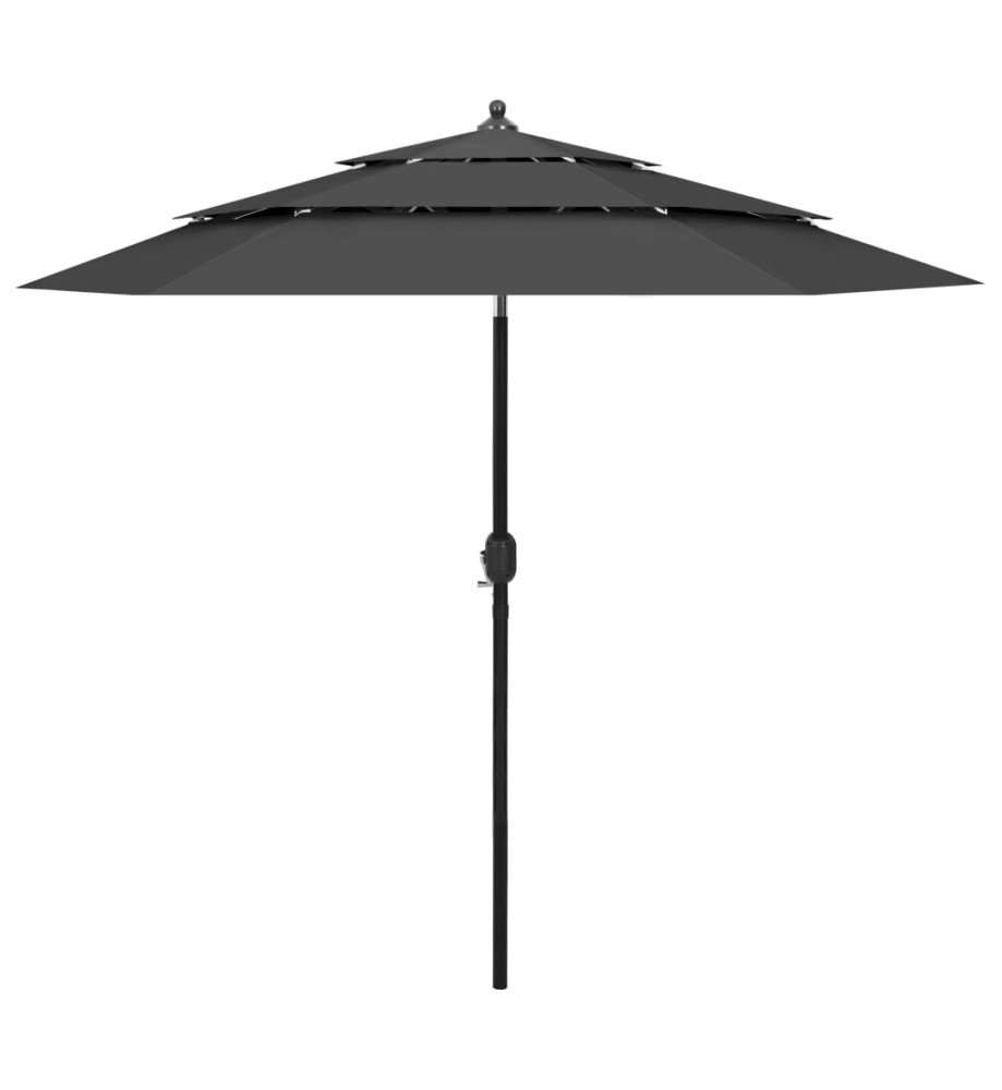 Parasol à 3 niveaux avec mât en aluminium Anthracite 2,5 m