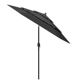 Parasol à 3 niveaux avec mât en aluminium Anthracite 2,5 m