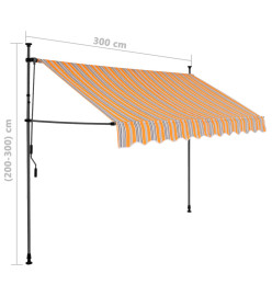 Auvent manuel rétractable avec LED 300 cm Jaune et bleu