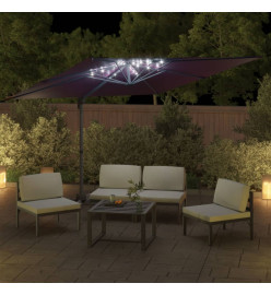 Parasol cantilever à LED Rouge Bordeaux 400x300 cm