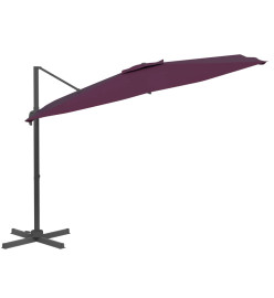 Parasol cantilever à LED Rouge Bordeaux 400x300 cm