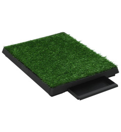 Tapis pour animaux 2 pcs avec plateau et gazon artificiel Vert