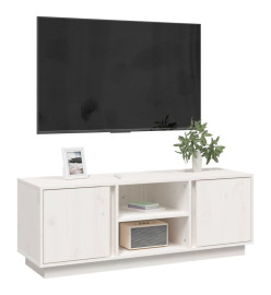 Meuble TV Blanc 110x35x40,5 cm Bois de pin massif