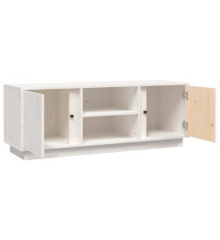 Meuble TV Blanc 110x35x40,5 cm Bois de pin massif