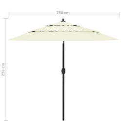 Parasol à 3 niveaux avec mât en aluminium Sable 2,5 m