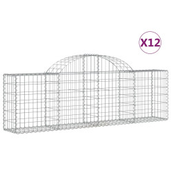 Paniers à gabions arqués 12 pcs 200x30x60/80 cm Fer galvanisé