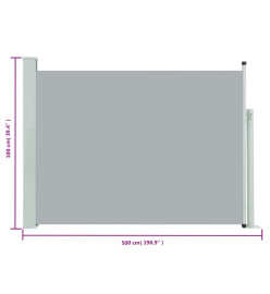 Auvent latéral rétractable de patio 100x500 cm Gris