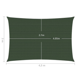 Voile d'ombrage 160 g/m² Vert foncé 3x4,5 m PEHD