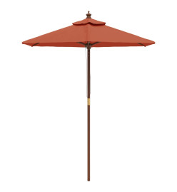 Parasol de jardin avec mât en bois terre cuite 196x231 cm