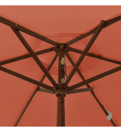 Parasol de jardin avec mât en bois terre cuite 196x231 cm