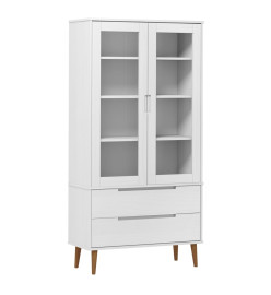 Armoire à vitrine MOLDE Blanc 90x35x175 cm Bois de pin massif