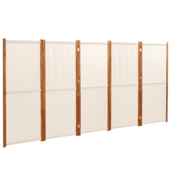 Cloison de séparation 5 panneaux Blanc crème 350x180 cm