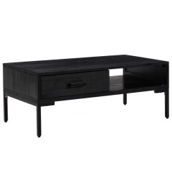 Table basse Noir 90x50x35 cm Bois de pin massif