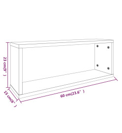 Étagères murales cube 4 pcs Sonoma gris 60x15x23 cm Bois