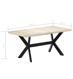 Table à dîner Blanc 160x80x75 cm Bois de manguier massif