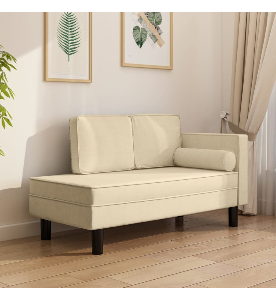 Chaise longue avec coussins et traversin crème tissu