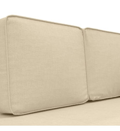 Chaise longue avec coussins et traversin crème tissu