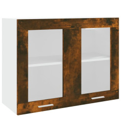 Armoire en verre suspendue Chêne fumé 80x31x60 cm