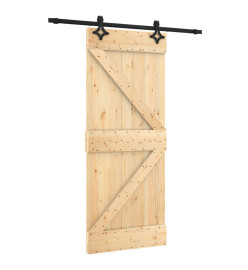 Porte coulissante et kit de quincaillerie 85x210 cm pin massif