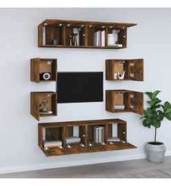 Ensemble de meubles TV 8 pcs Chêne fumé Bois d'ingénierie