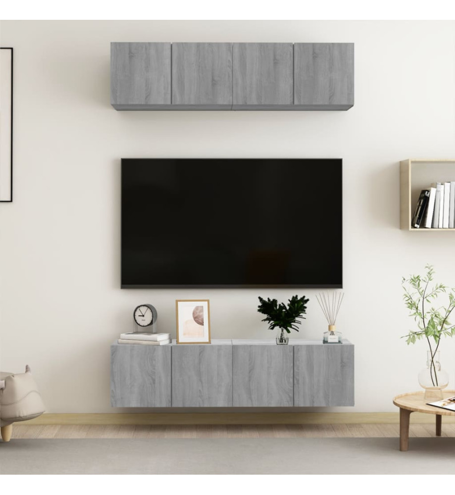 Meubles TV muraux 4pcs Sonoma gris 60x30x30cm Bois d'ingénierie