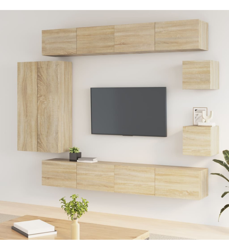 Ensemble de meubles TV 8 pcs Chêne sonoma Bois d'ingénierie