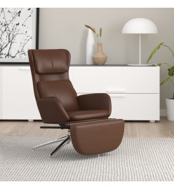 Chaise de relaxation et repose-pied Marron brillant Similicuir