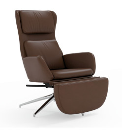 Chaise de relaxation et repose-pied Marron brillant Similicuir