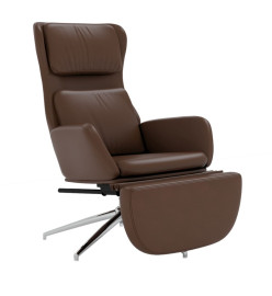 Chaise de relaxation et repose-pied Marron brillant Similicuir