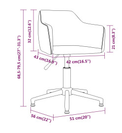 Chaises pivotantes à manger lot de 4 Gris foncé Velours