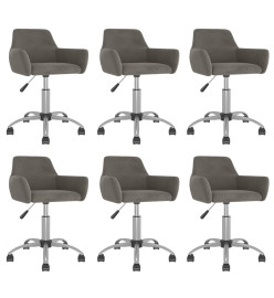 Chaises pivotantes à manger lot de 6 Gris foncé Velours