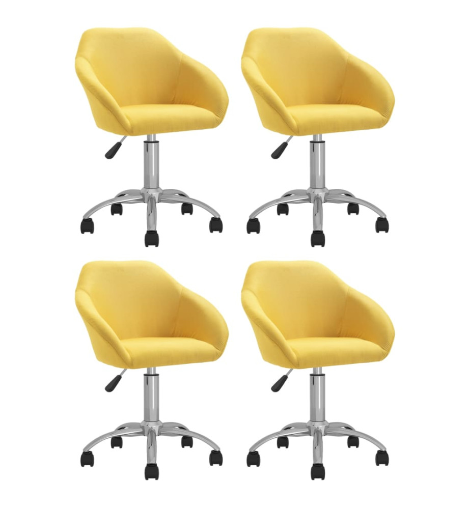 Chaises pivotantes à manger lot de 4 jaune tissu